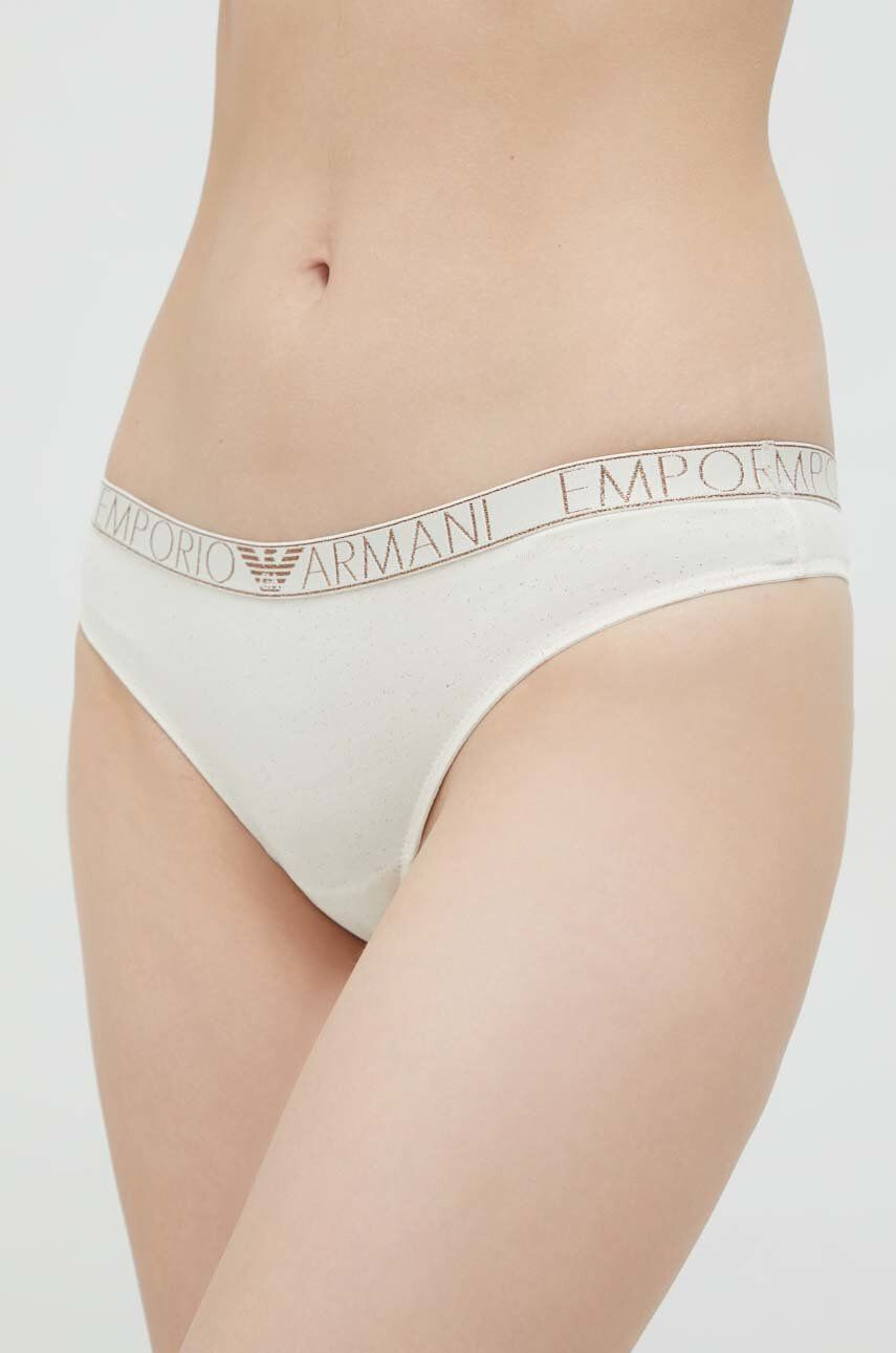 Emporio Armani Underwear Tanga béžová barva - Pepit.cz