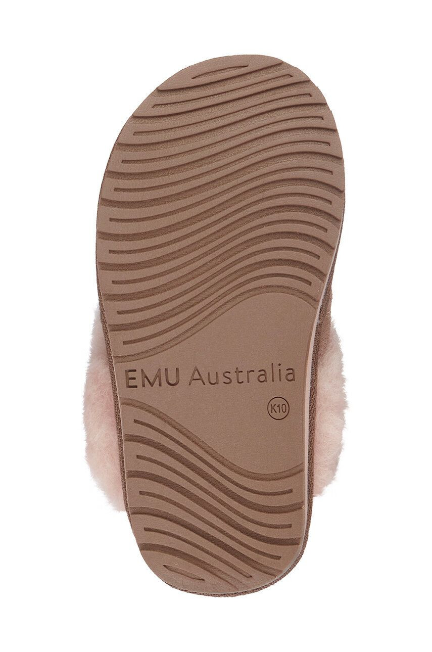 Emu Australia Dětské semišové papuče Doe Slipper hnědá barva - Pepit.cz