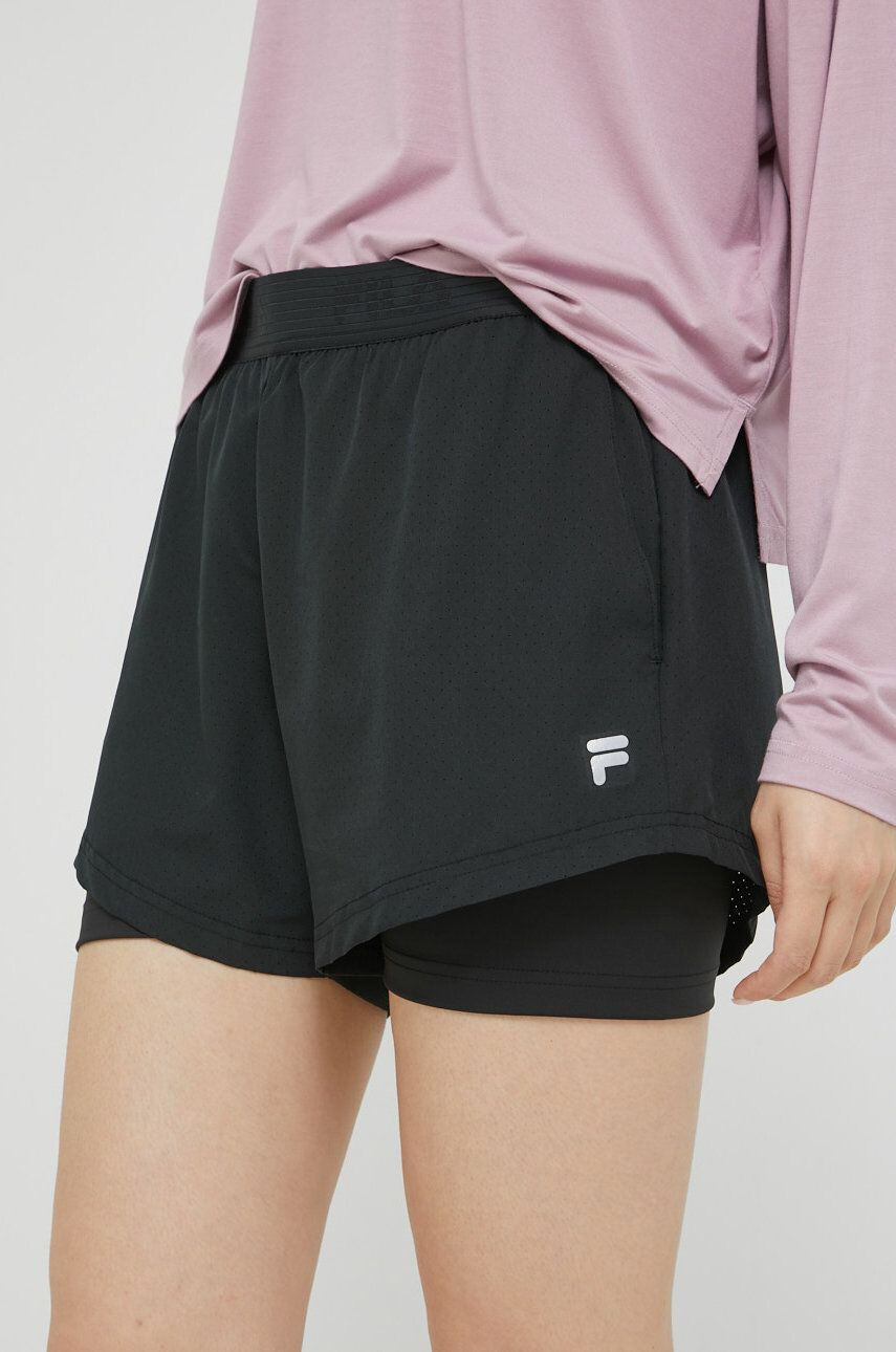 Fila Běžecké šortky Racine černá barva high waist - Pepit.cz