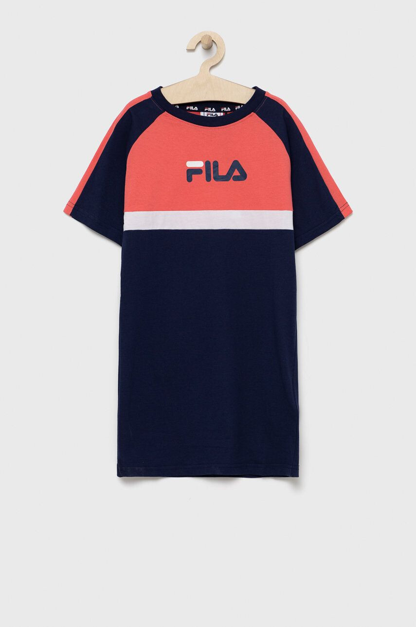 Fila Dětské bavlněné šaty tmavomodrá barva mini oversize - Pepit.cz