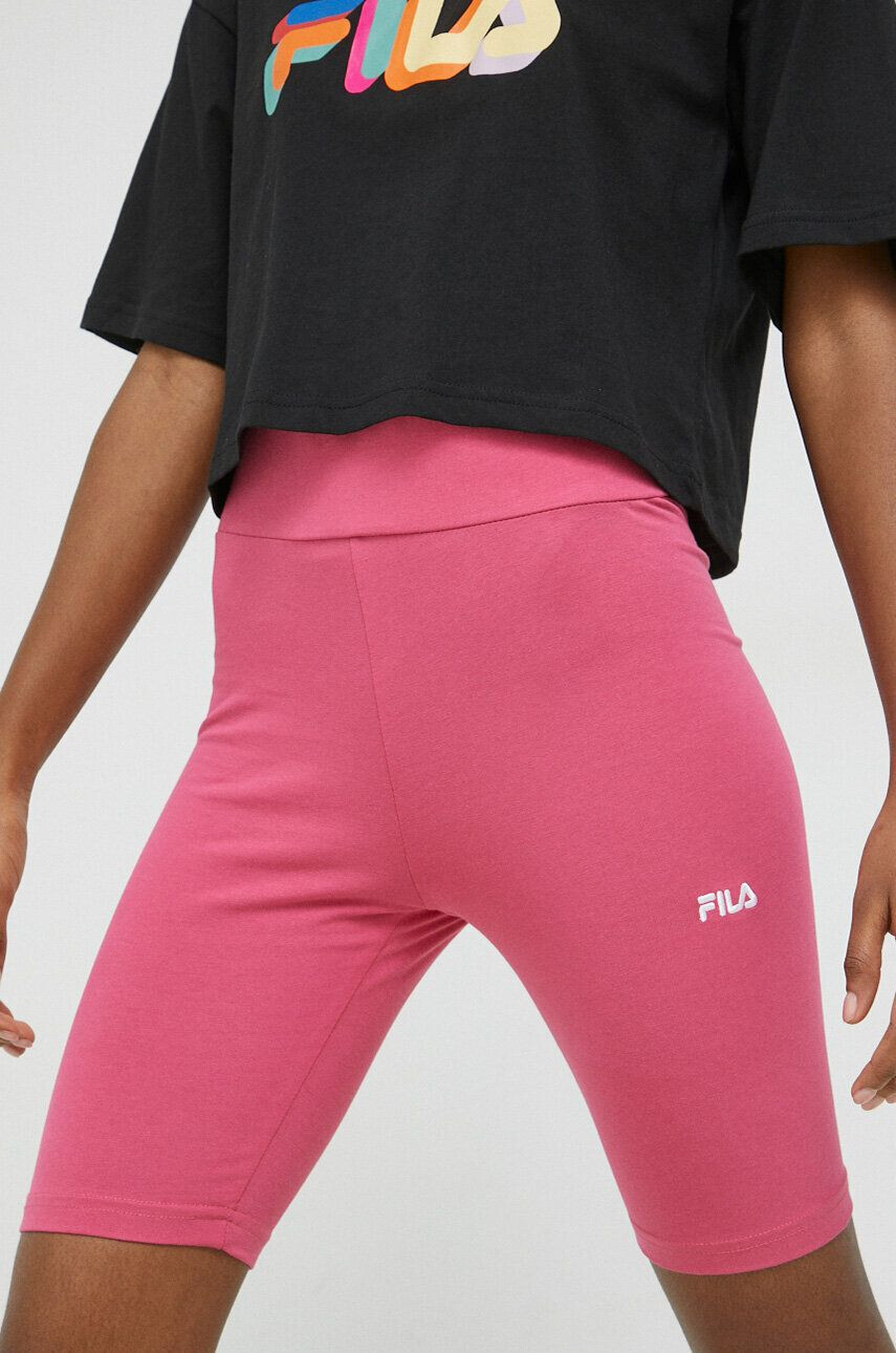 Fila Kraťasy dámské růžová barva hladké high waist - Pepit.cz