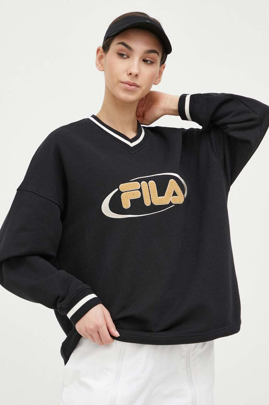 Fila Mikina x Hailey Bieber dámská černá barva s aplikací - Pepit.cz