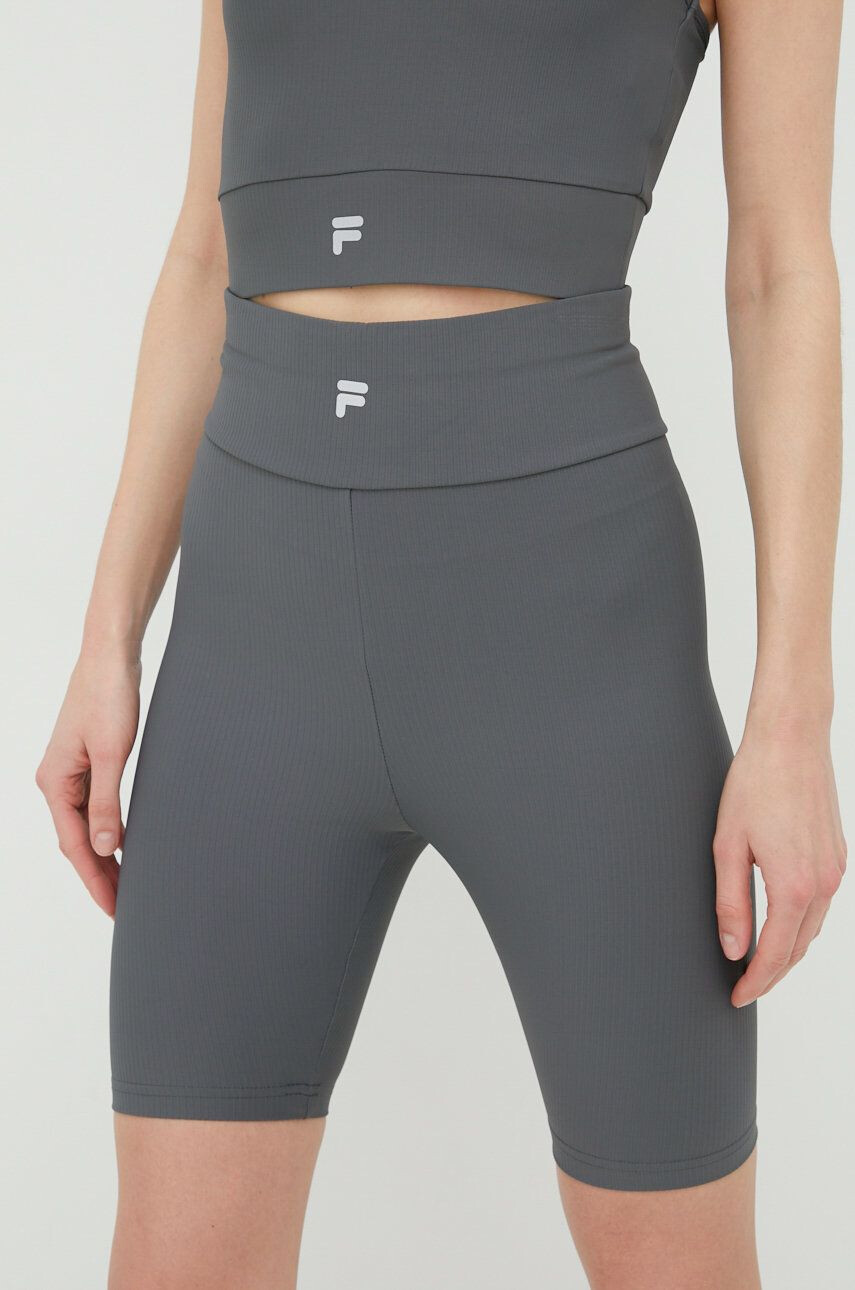 Fila Tréninkové šortky Cassino dámské šedá barva hladké high waist - Pepit.cz