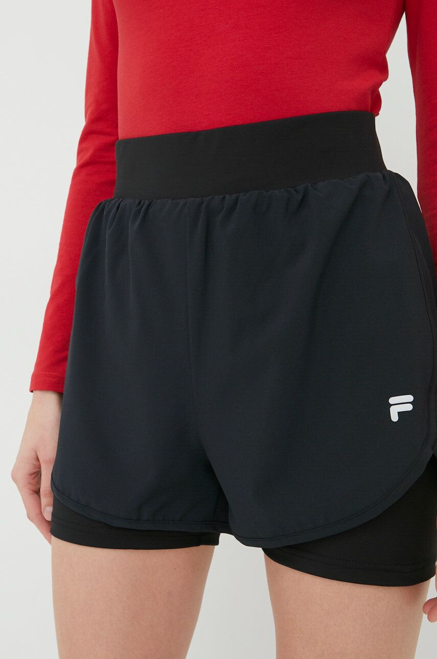 Fila Tréninkové šortky Rennes dámské černá barva hladké high waist - Pepit.cz