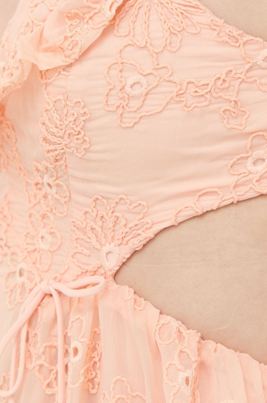 For Love & Lemons Šaty oranžová barva midi - Pepit.cz