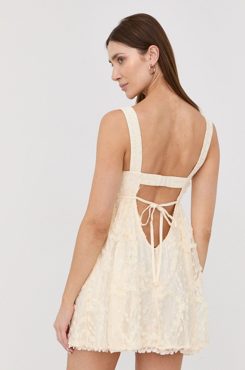 For Love & Lemons Šaty béžová barva mini - Pepit.cz