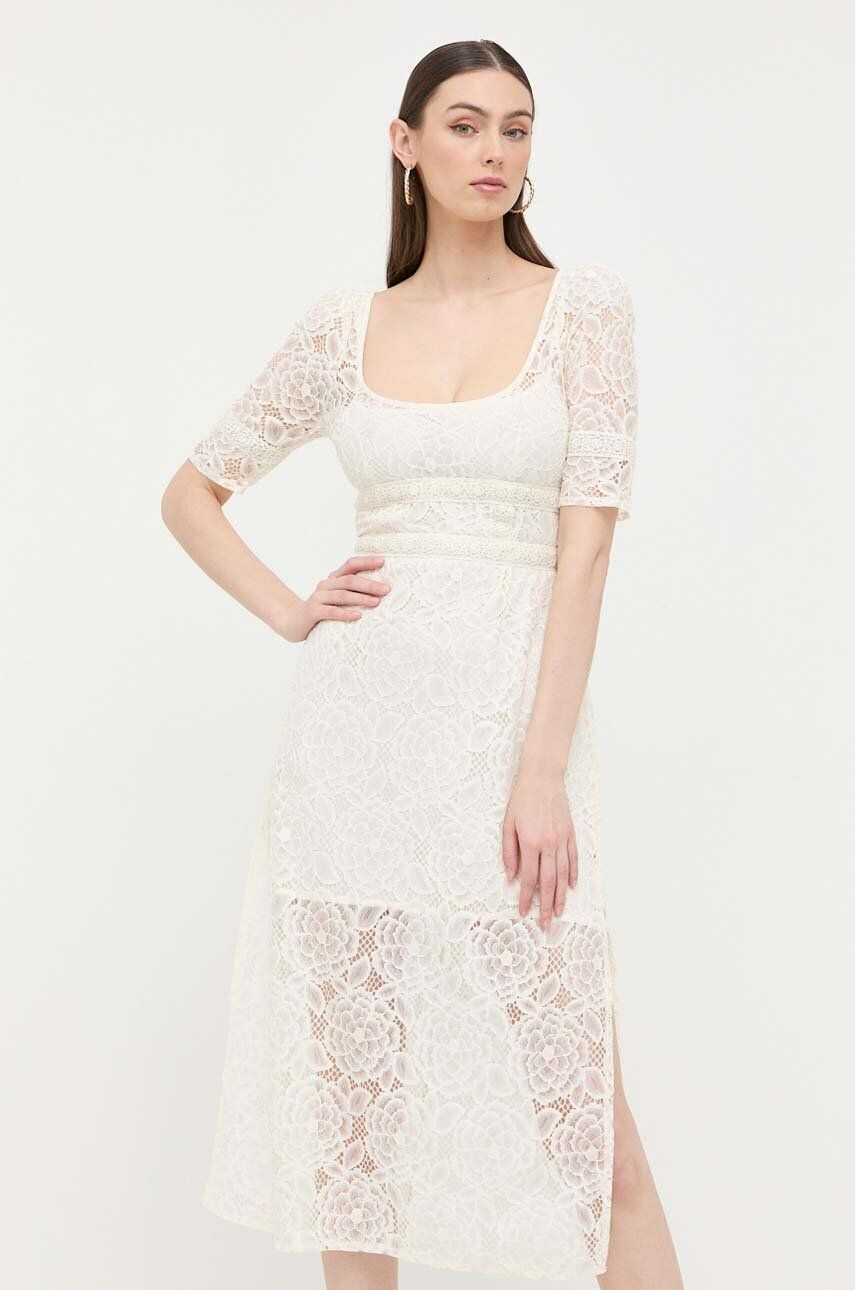 For Love & Lemons Šaty béžová barva midi - Pepit.cz