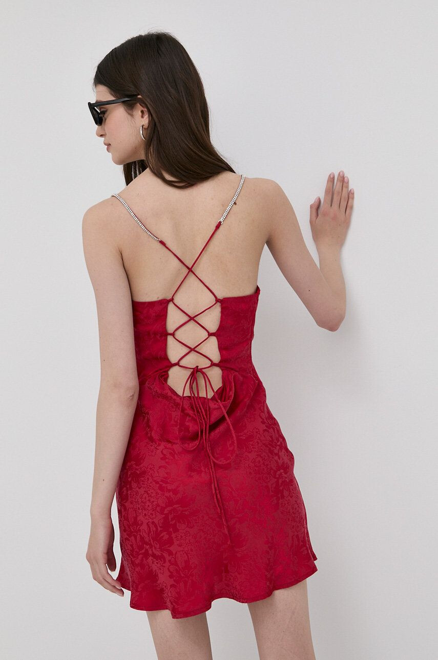 For Love & Lemons Šaty červená barva mini áčková - Pepit.cz