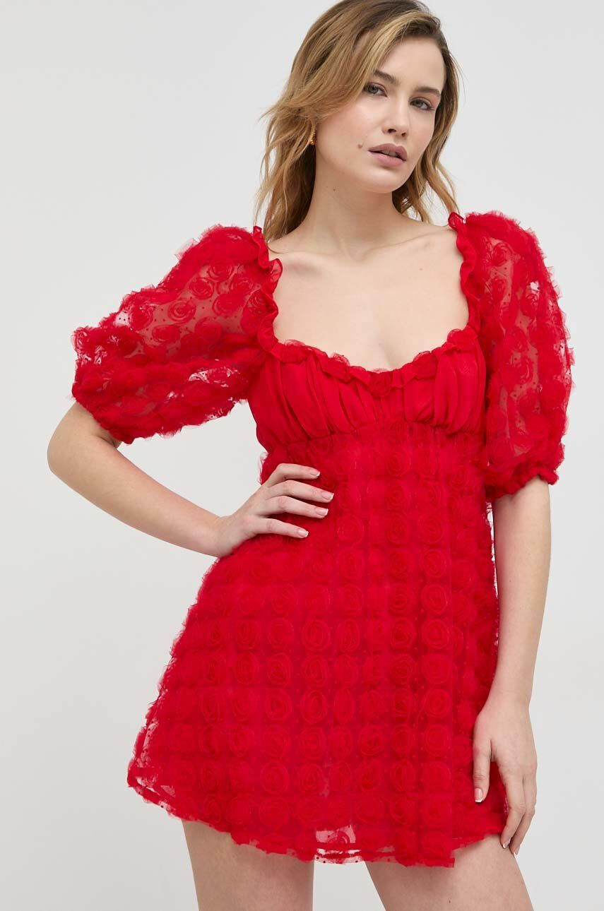 For Love & Lemons Šaty Hannah červená barva mini - Pepit.cz