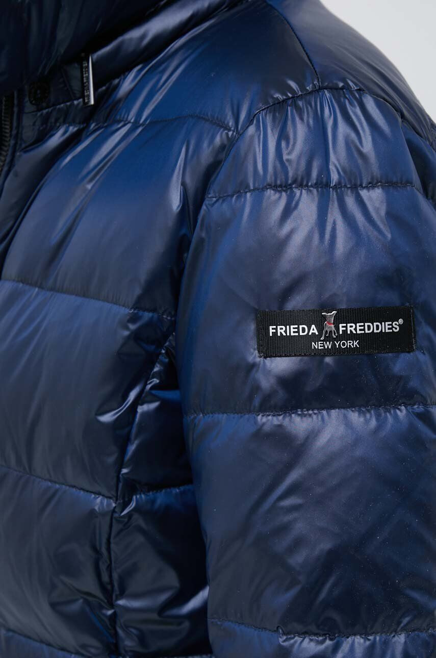 Frieda & Freddies Péřová bunda dámská tmavomodrá barva přechodná - Pepit.cz