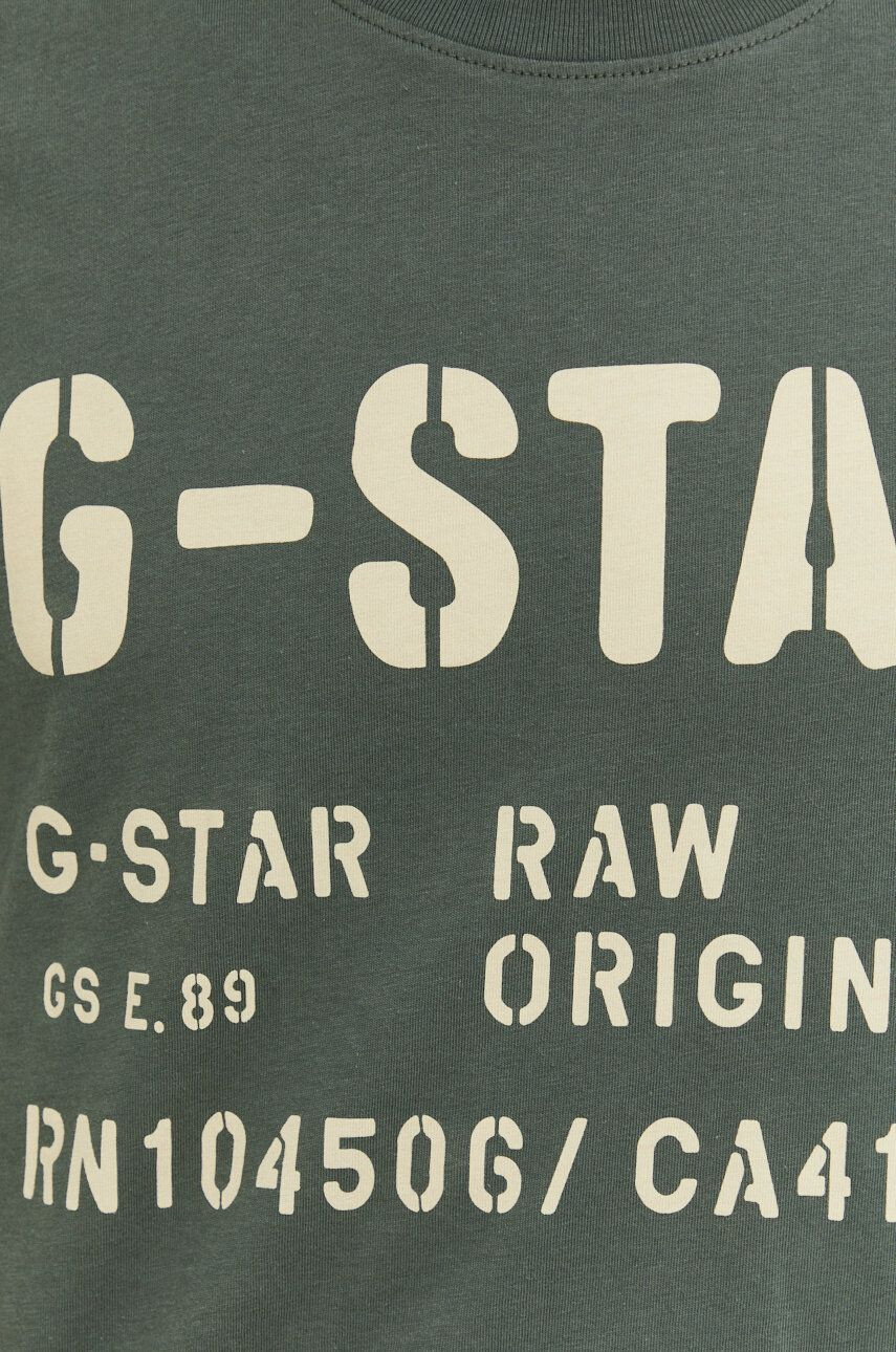 G-Star Raw Bavlněné tričko zelená barva s potiskem - Pepit.cz