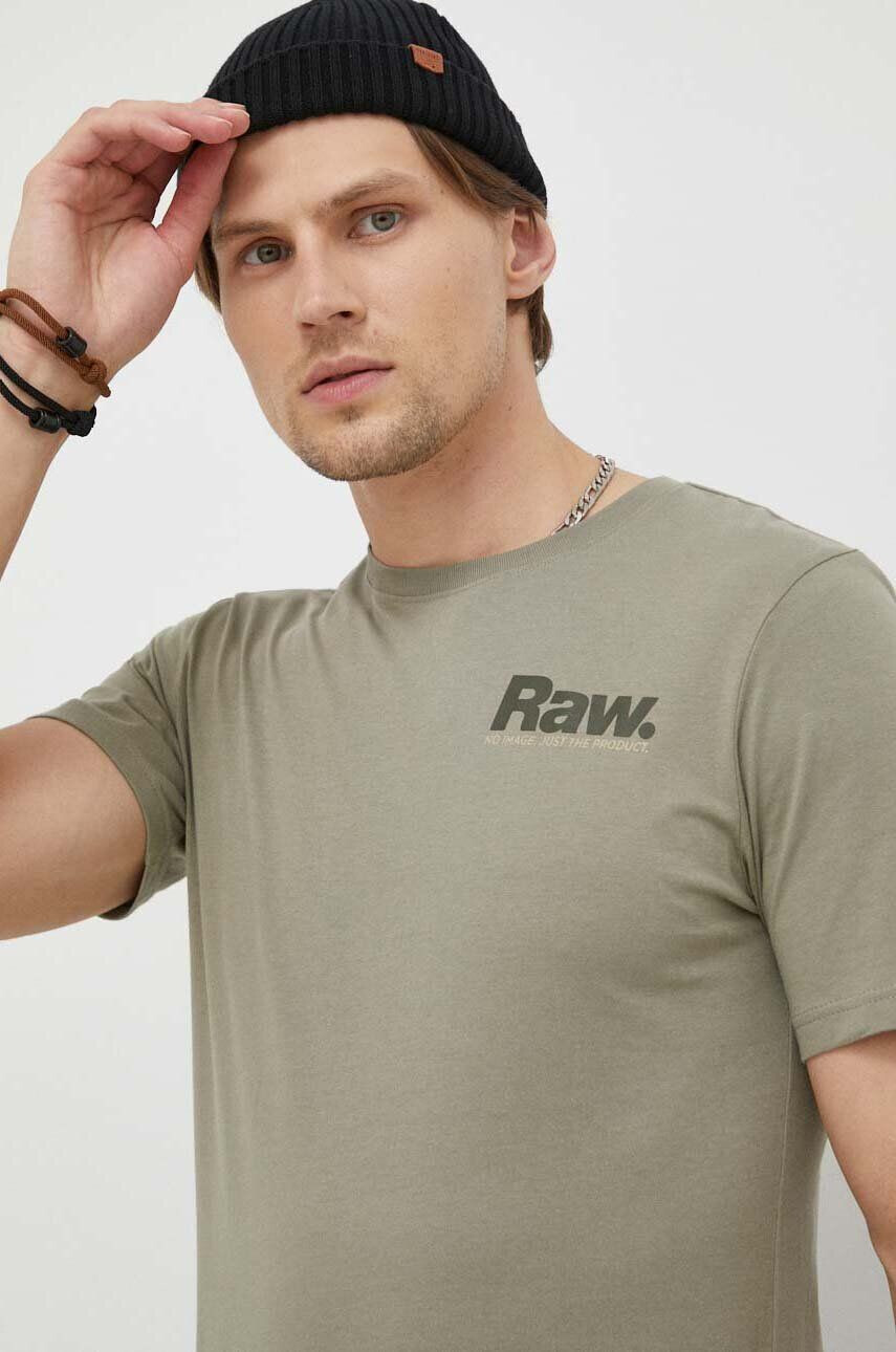 G-Star Raw Bavlněné tričko zelená barva s potiskem - Pepit.cz