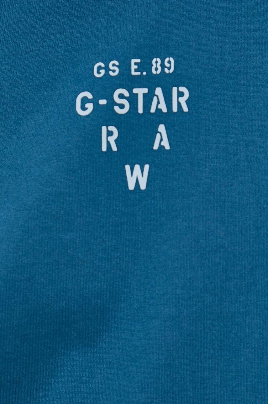 G-Star Raw Bavlněné tričko tyrkysová barva s potiskem - Pepit.cz