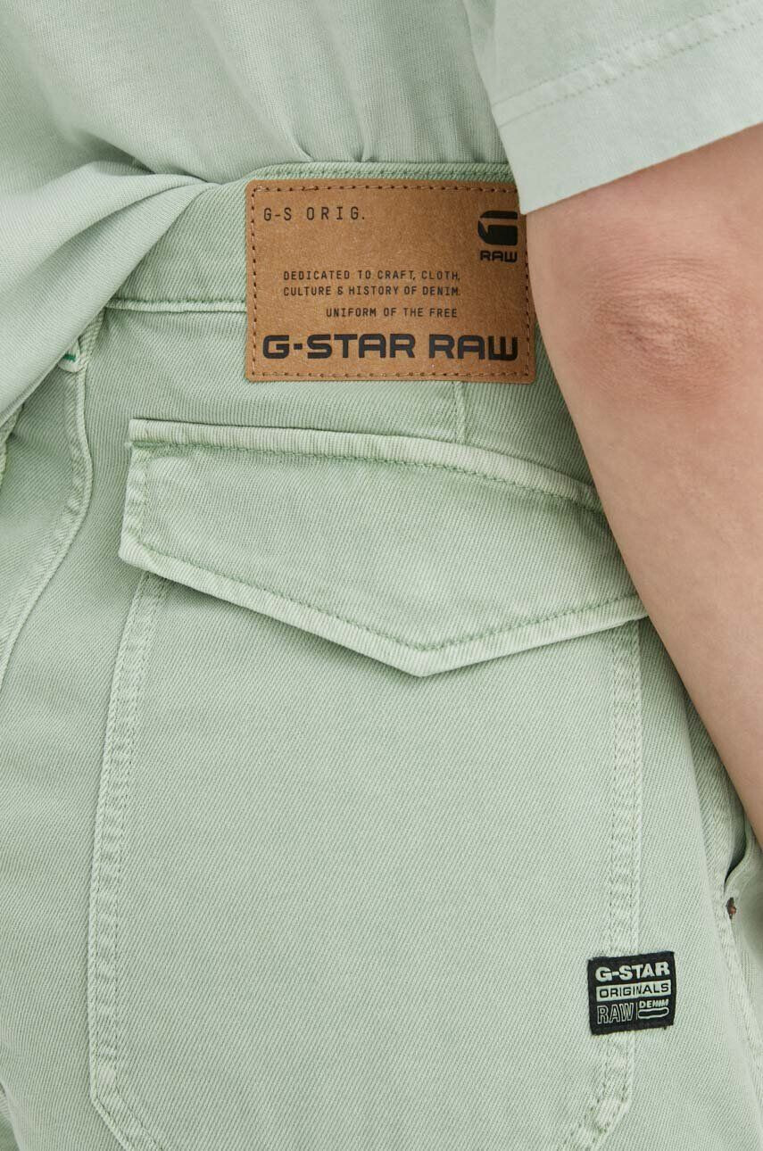 G-Star Raw Džínové šortky dámské zelená barva hladké high waist - Pepit.cz