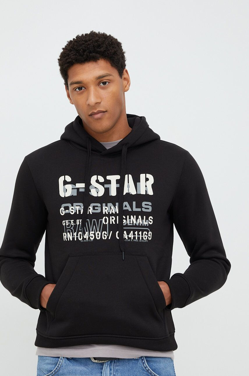 G-Star Raw Mikina pánská černá barva hladká - Pepit.cz