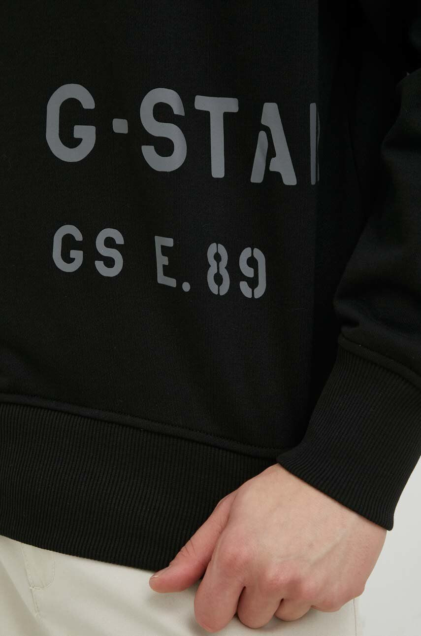 G-Star Raw Mikina pánská černá barva s potiskem - Pepit.cz