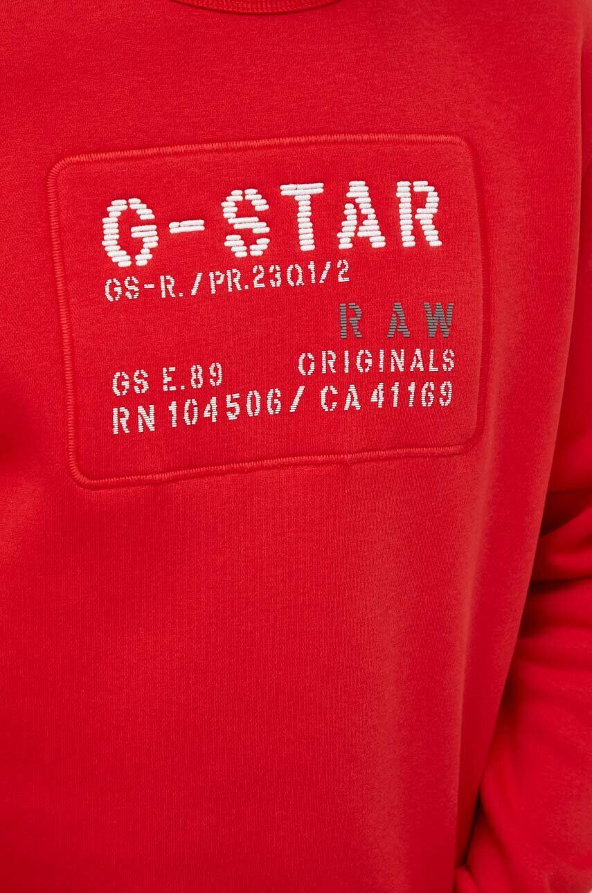 G-Star Raw Mikina pánská červená barva s aplikací - Pepit.cz