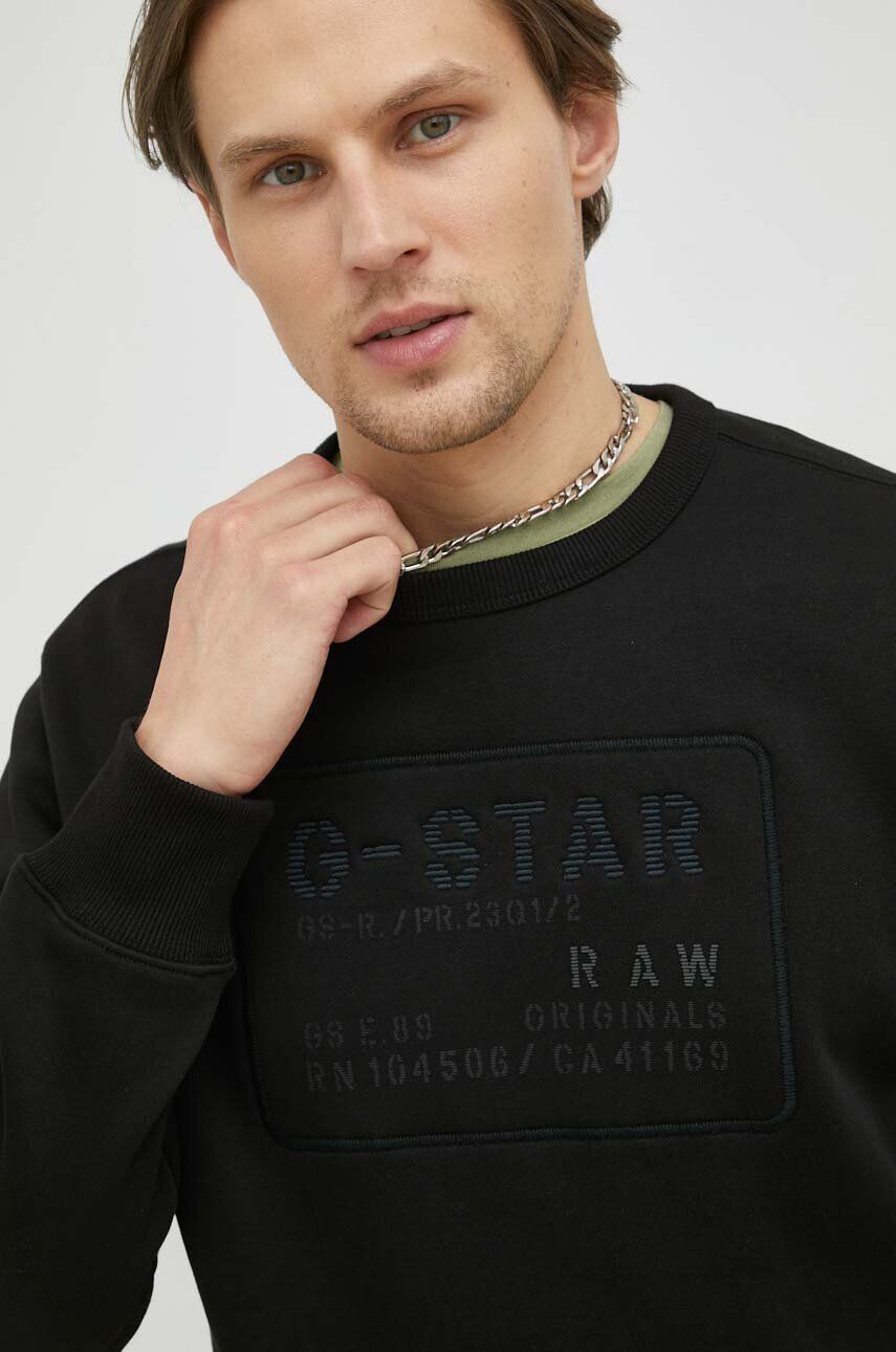 G-Star Raw Mikina pánská černá barva s aplikací - Pepit.cz