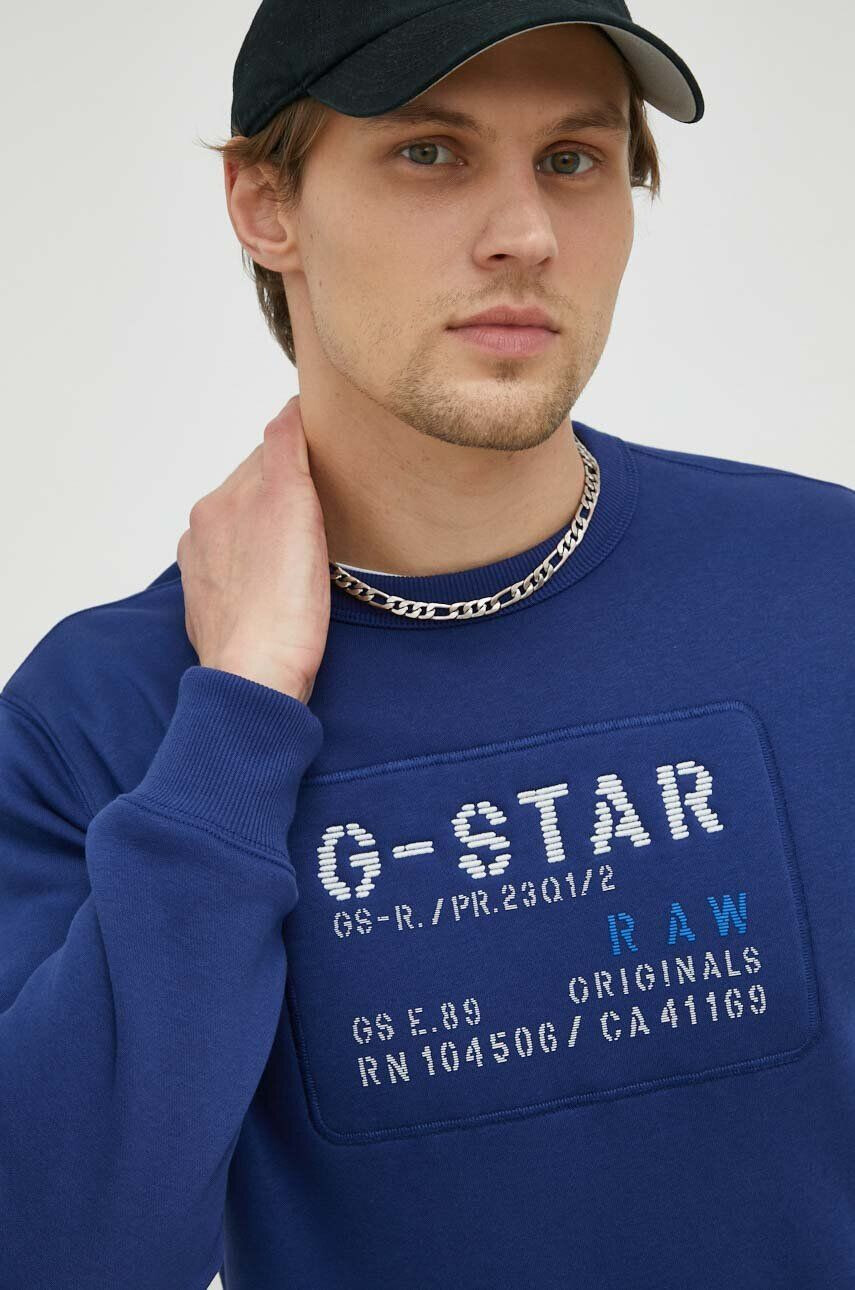 G-Star Raw Mikina pánská tmavomodrá barva s aplikací - Pepit.cz