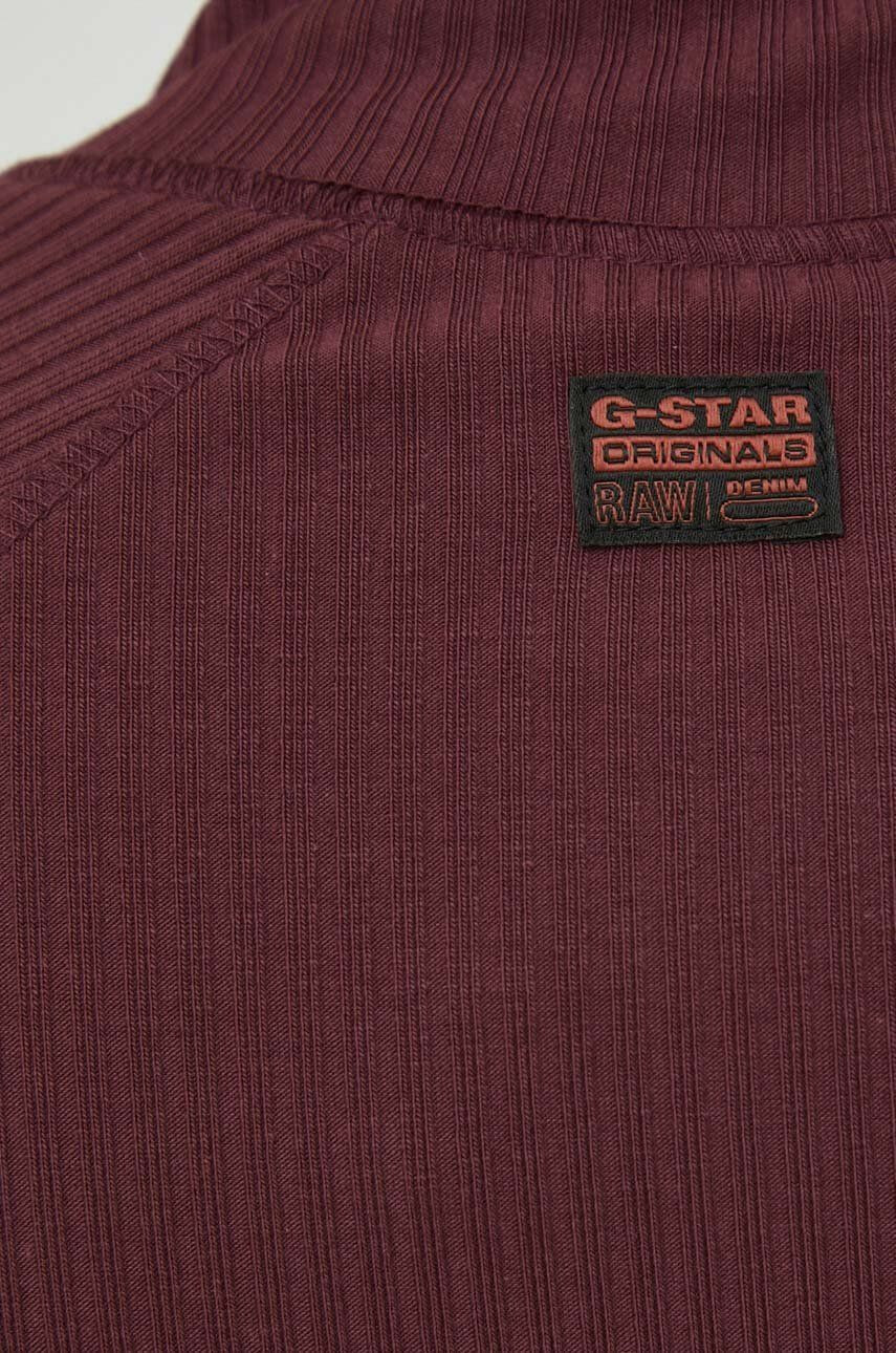 G-Star Raw Tričko s dlouhým rukávem vínová barva s golfem - Pepit.cz