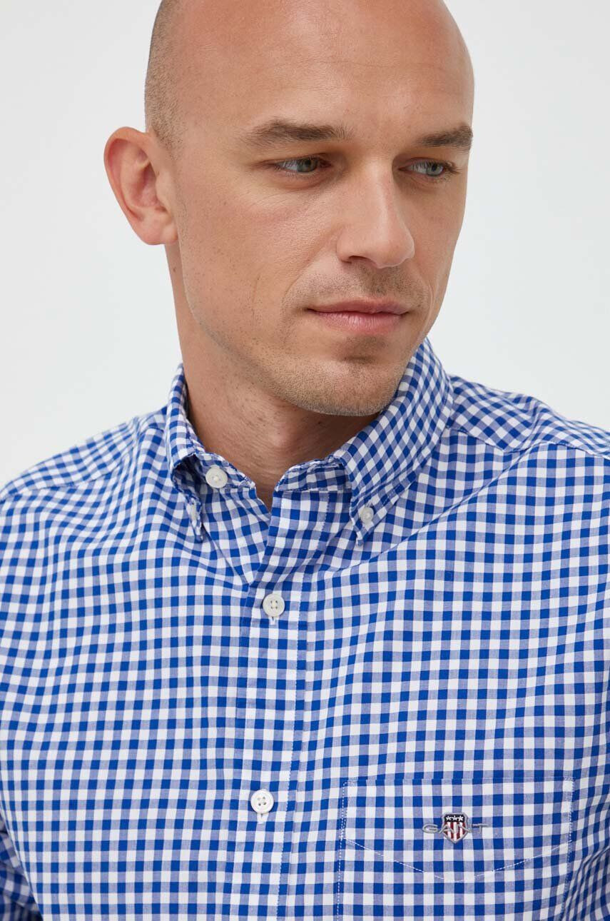 Gant Bavlněné tričko černá barva slim s límečkem button-down - Pepit.cz