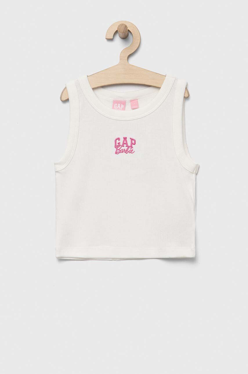 Gap Dětský bavlněný top x Barbie bílá barva - Pepit.cz