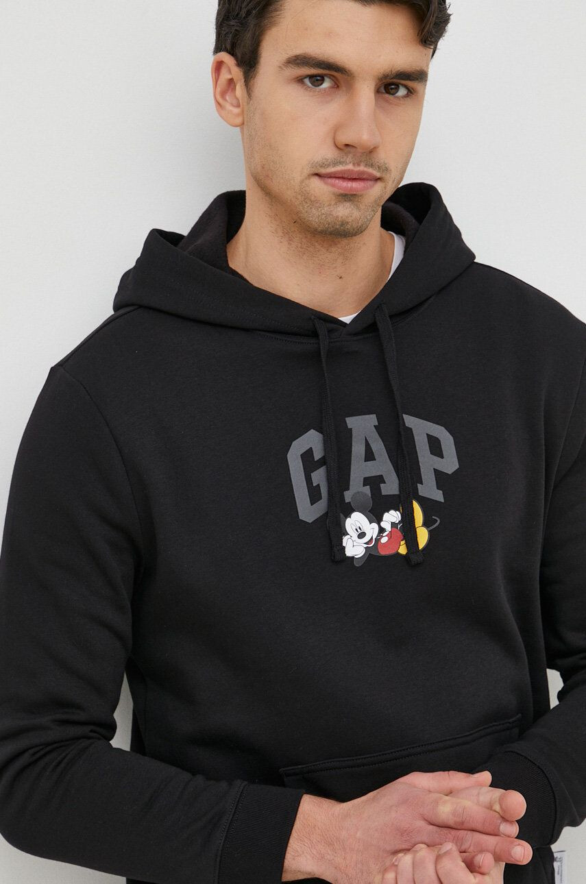 Gap Mikina x Disney pánská černá barva s kapucí s potiskem - Pepit.cz