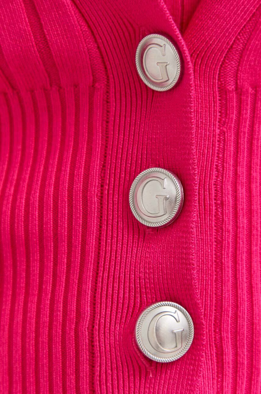 Guess Cardigan s příměsí hedvábí růžová barva - Pepit.cz