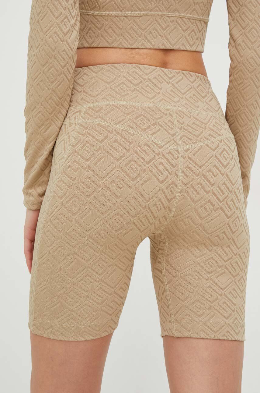 Guess Kraťasy dámské růžová barva vzorované high waist - Pepit.cz