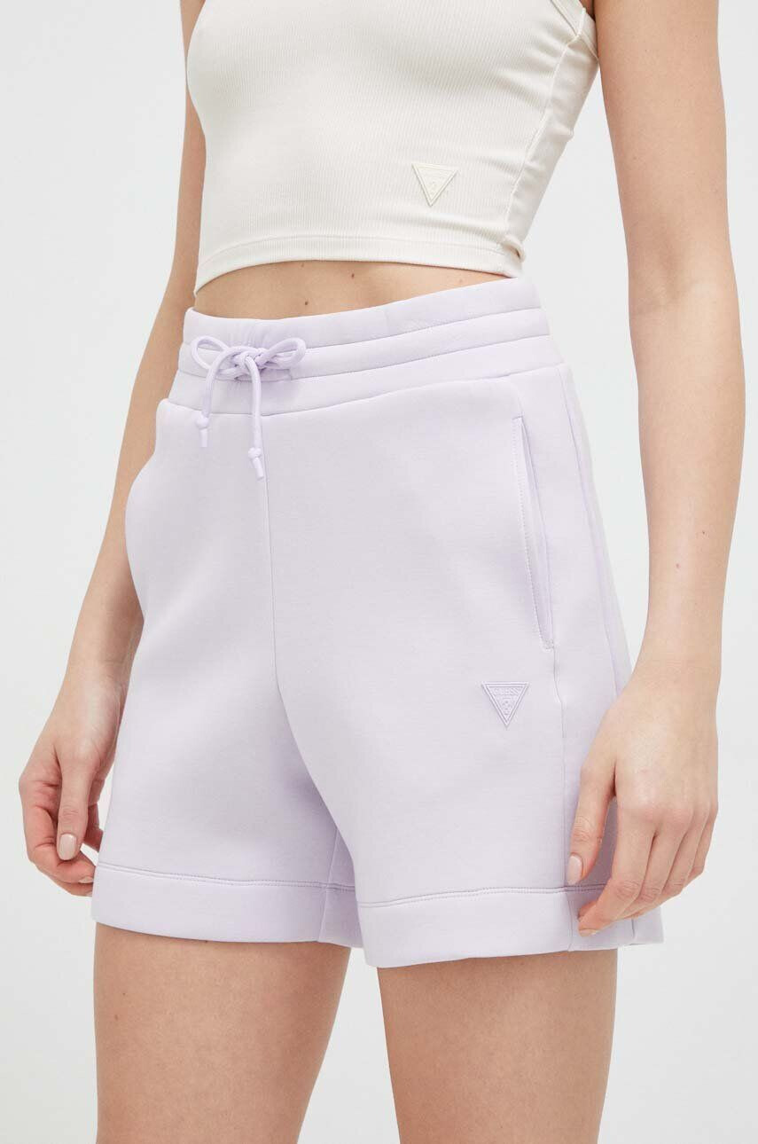 Guess Kraťasy dámské béžová barva hladké high waist - Pepit.cz