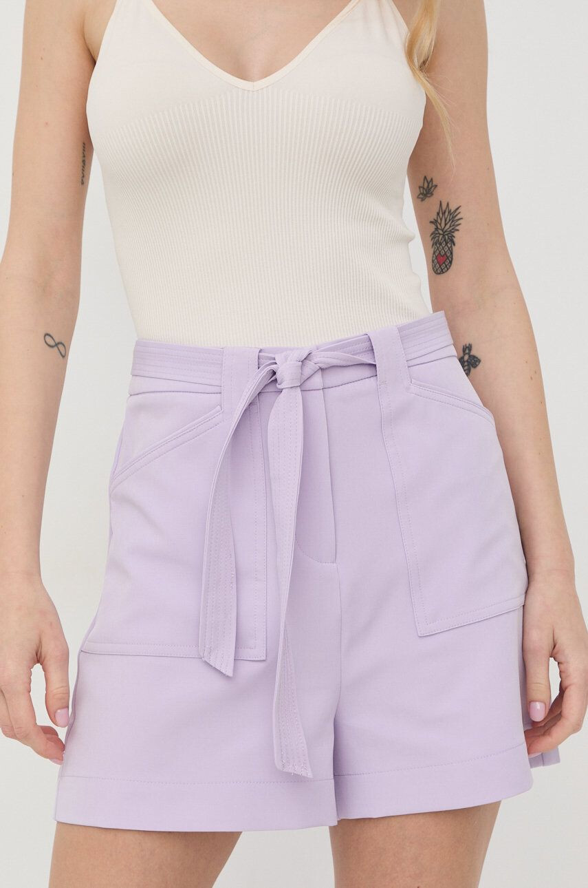 Guess Kraťasy dámské fialová barva hladké high waist - Pepit.cz