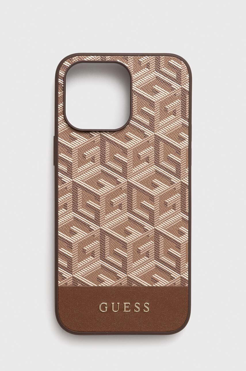 Guess Obal na telefon iPhone 14 Pro Max 6.7" hnědá barva - Pepit.cz