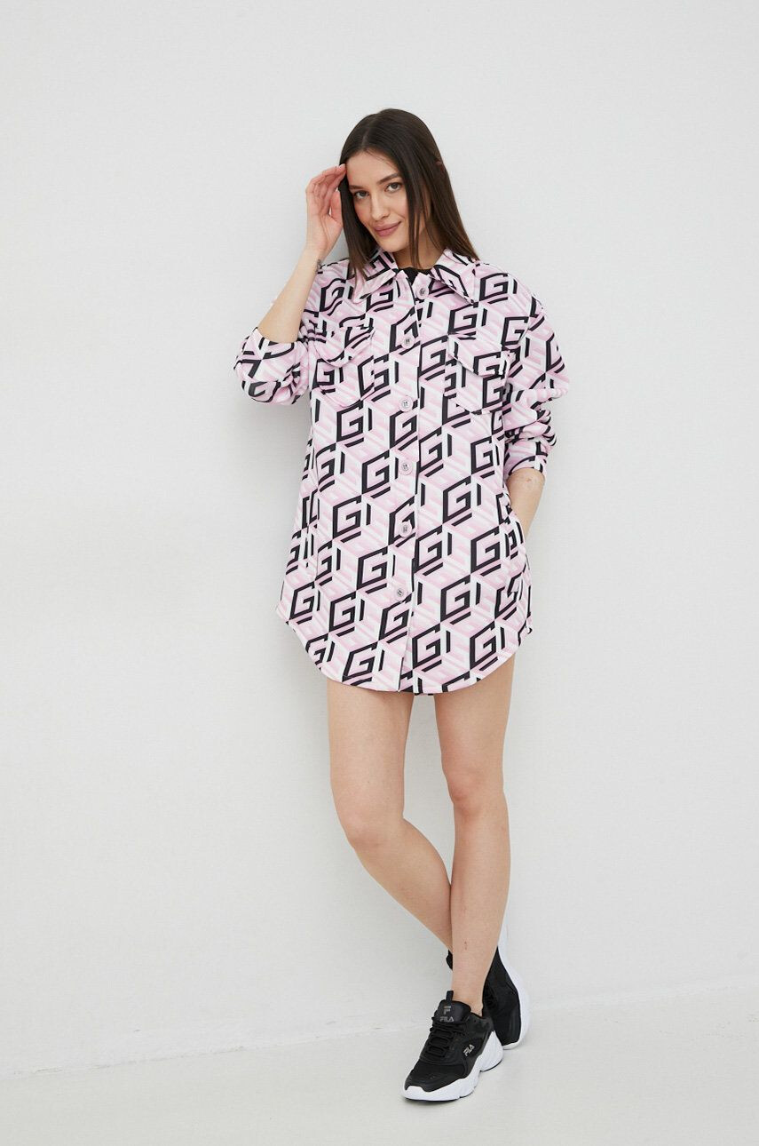 Guess Košile růžová barva mini oversize - Pepit.cz