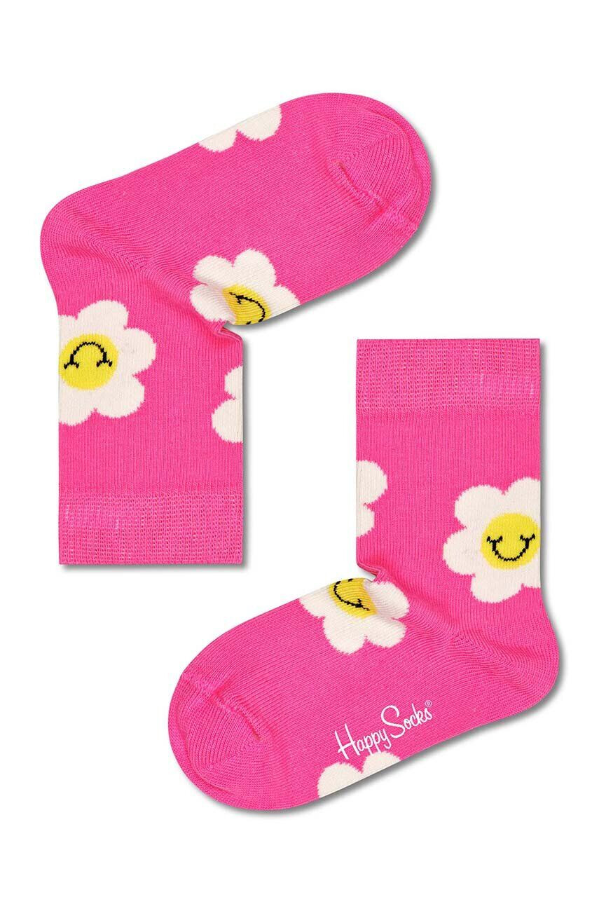 Happy Socks Dětské ponožky Kids Smiley Daisy růžová barva - Pepit.cz