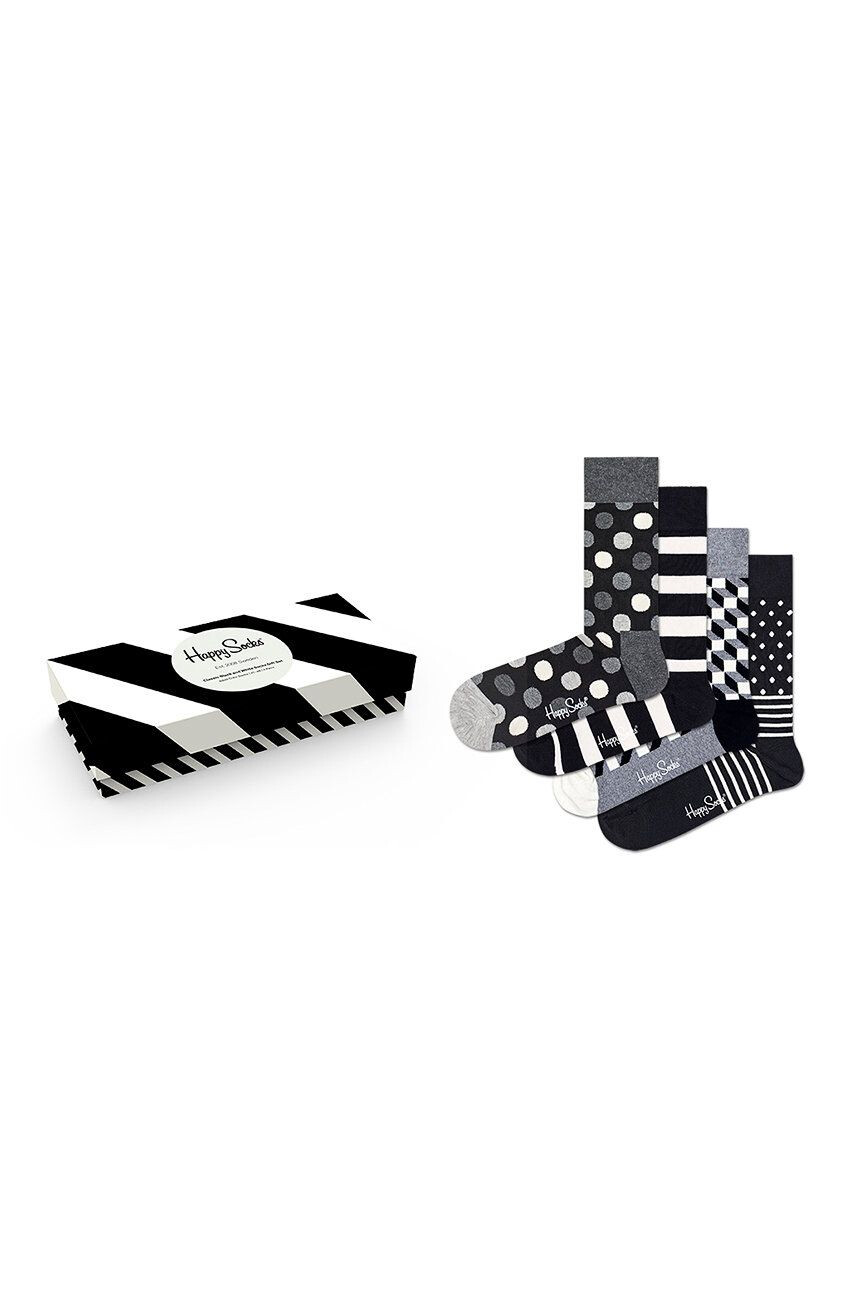 Happy Socks Ponožky Classic Black & White (4-pack) - Pepit.cz