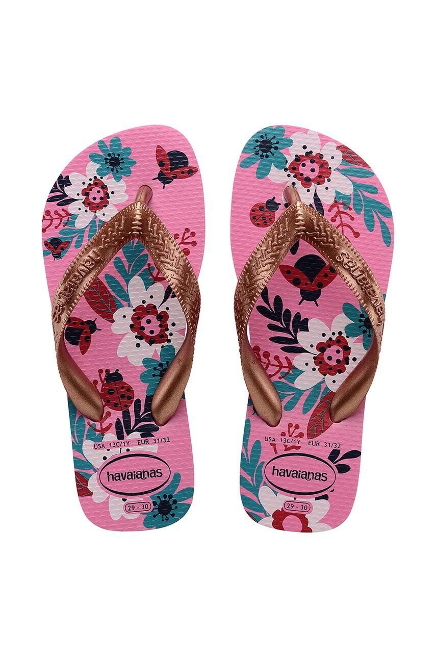 Havaianas Dětské žabky FLORES růžová barva - Pepit.cz