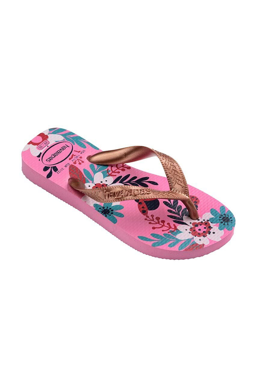 Havaianas Dětské žabky FLORES růžová barva - Pepit.cz