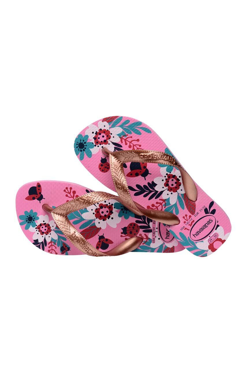 Havaianas Dětské žabky FLORES růžová barva - Pepit.cz