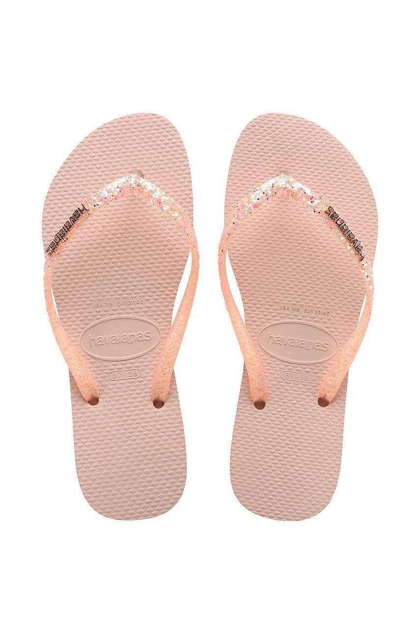 Havaianas Žabky SLIM GLITTER dámské růžová barva na plochém podpatku 4147122.5217 - Pepit.cz