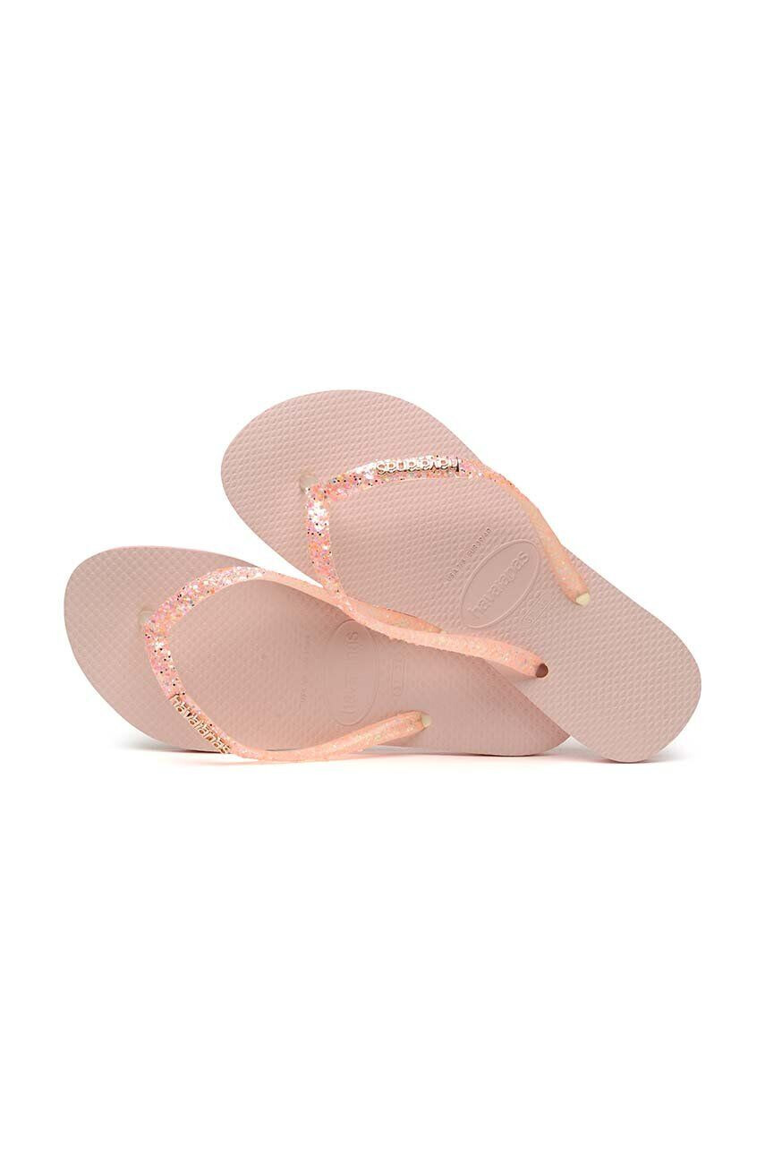 Havaianas Žabky SLIM GLITTER dámské růžová barva na plochém podpatku 4147122.5217 - Pepit.cz