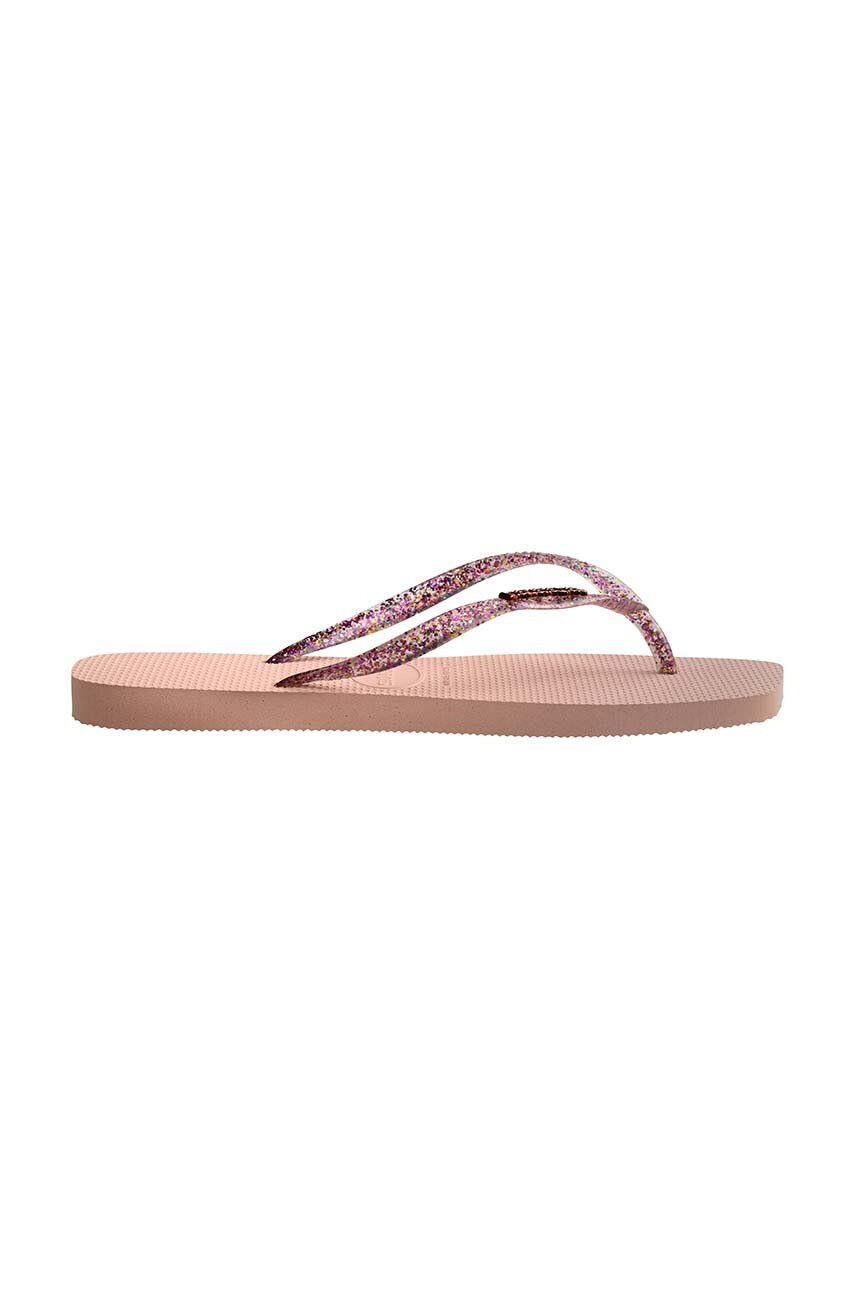 Havaianas Žabky SLIM SQUARE LOGO METALLIC dámské růžová barva na plochém podpatku 4148257 - Pepit.cz