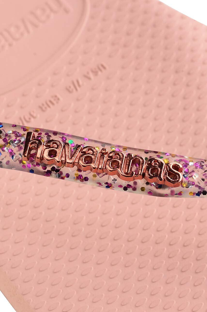 Havaianas Žabky SLIM SQUARE LOGO METALLIC dámské růžová barva na plochém podpatku 4148257 - Pepit.cz