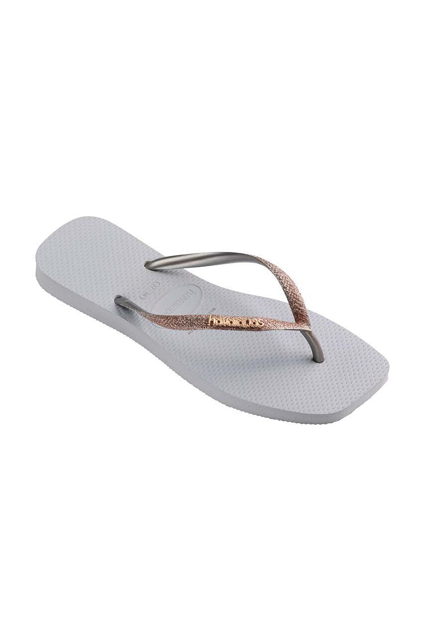 Havaianas Žabky SQUARE GLITTER dámské šedá barva na plochém podpatku 4148102.3498 - Pepit.cz