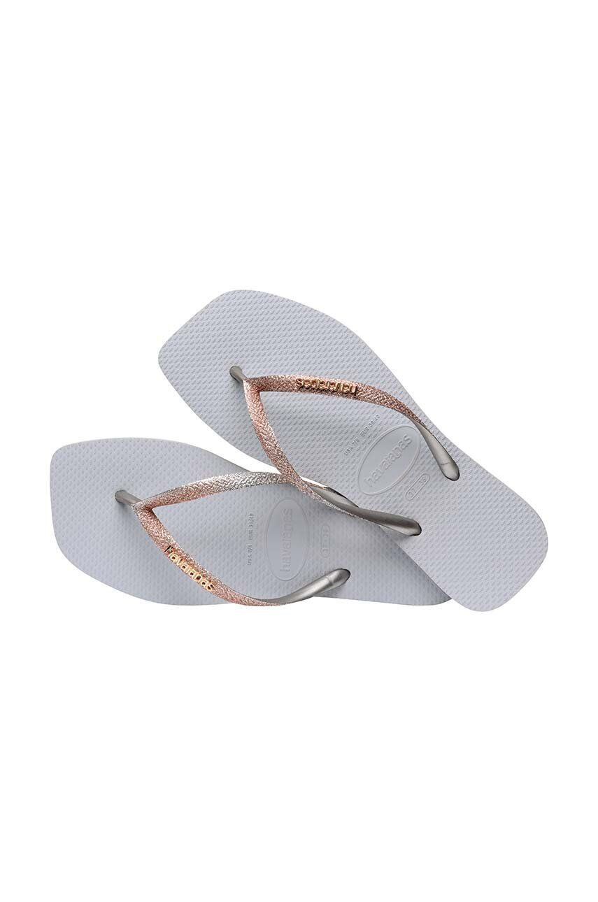 Havaianas Žabky SQUARE GLITTER dámské šedá barva na plochém podpatku 4148102.3498 - Pepit.cz