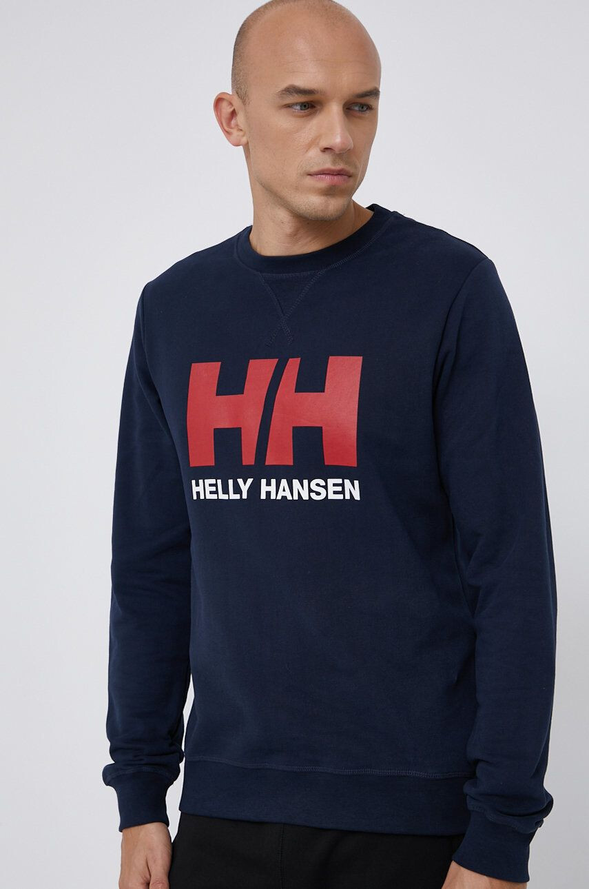 Helly Hansen Bavlněná mikina šedá barva s kapucí s potiskem 53289-597 - Pepit.cz