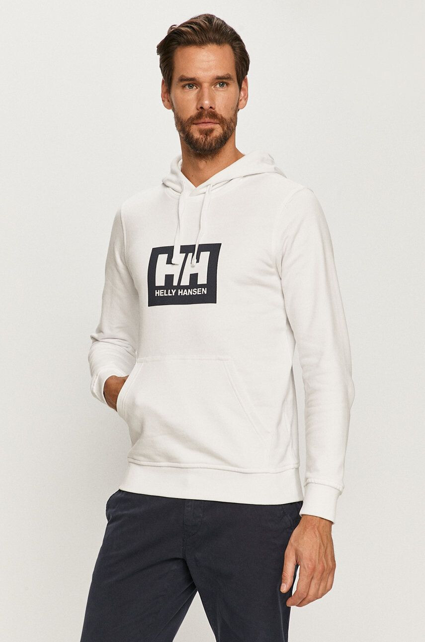 Helly Hansen Bavlněná mikina bílá barva s potiskem 53289-597 - Pepit.cz