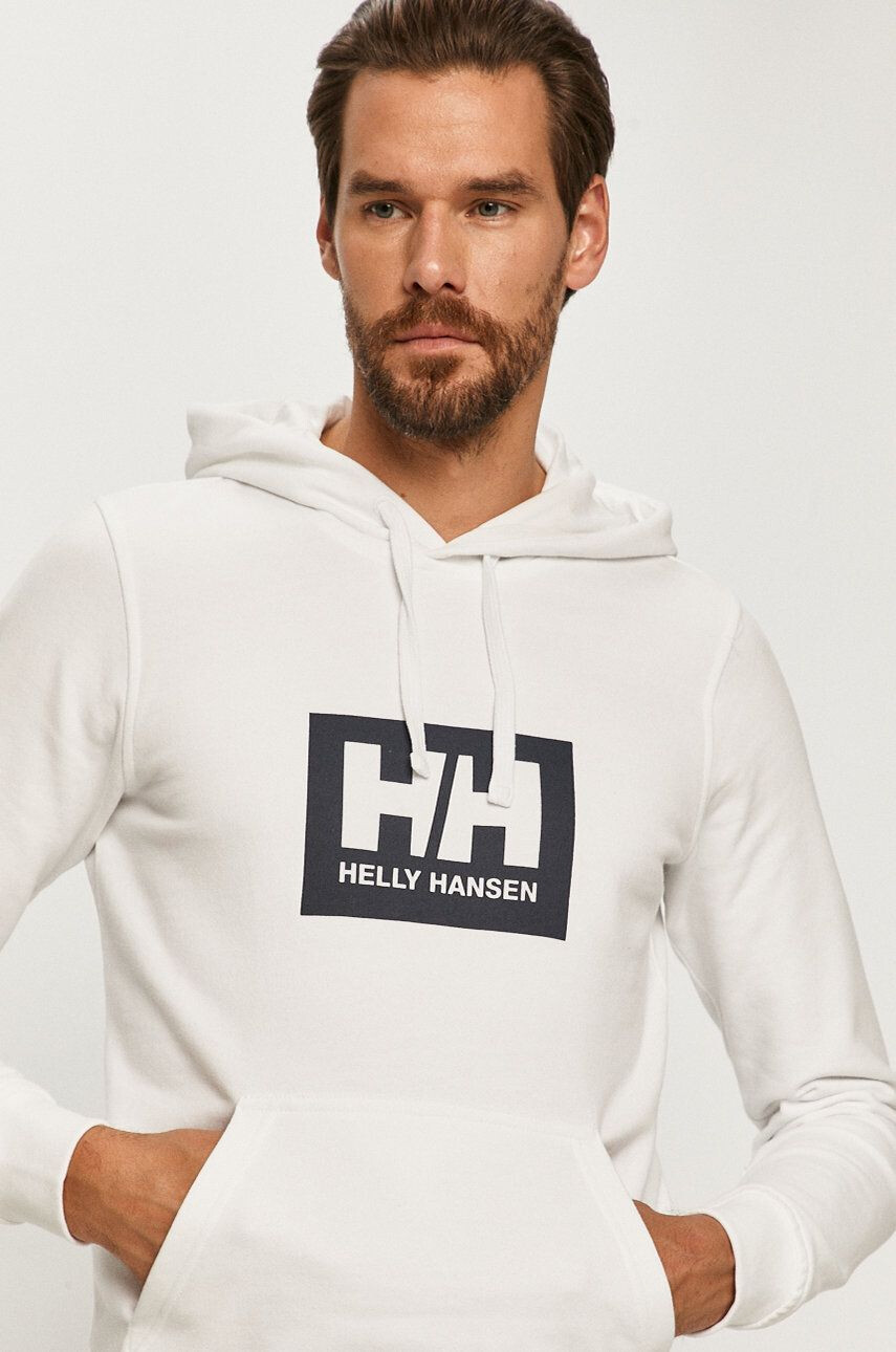 Helly Hansen Bavlněná mikina bílá barva s potiskem 53289-597 - Pepit.cz