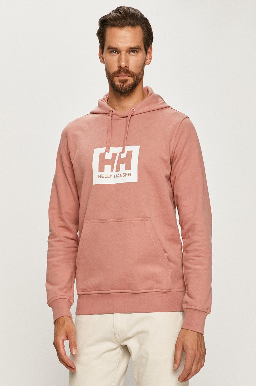 Helly Hansen Bavlněná mikina růžová barva s potiskem 53289-597 - Pepit.cz