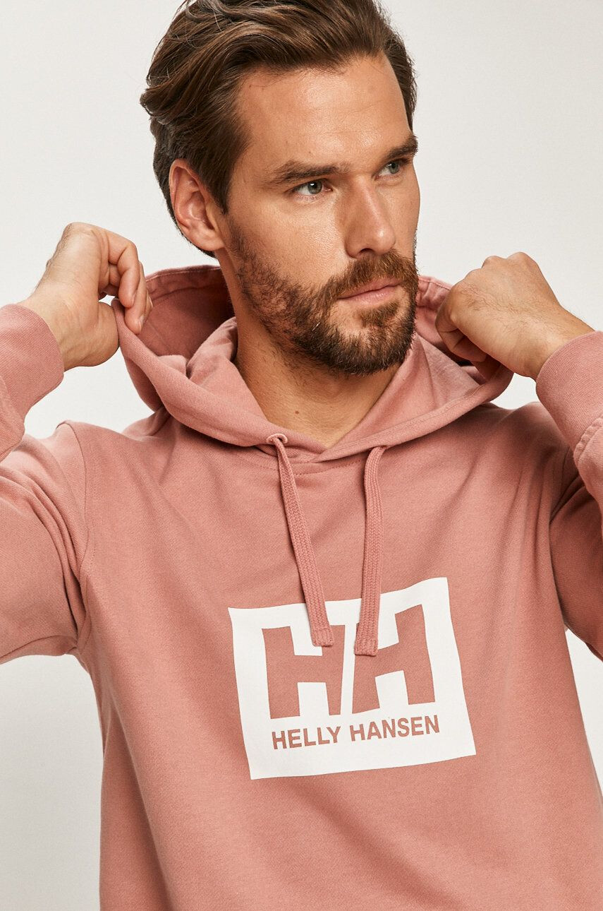 Helly Hansen Bavlněná mikina růžová barva s potiskem 53289-597 - Pepit.cz