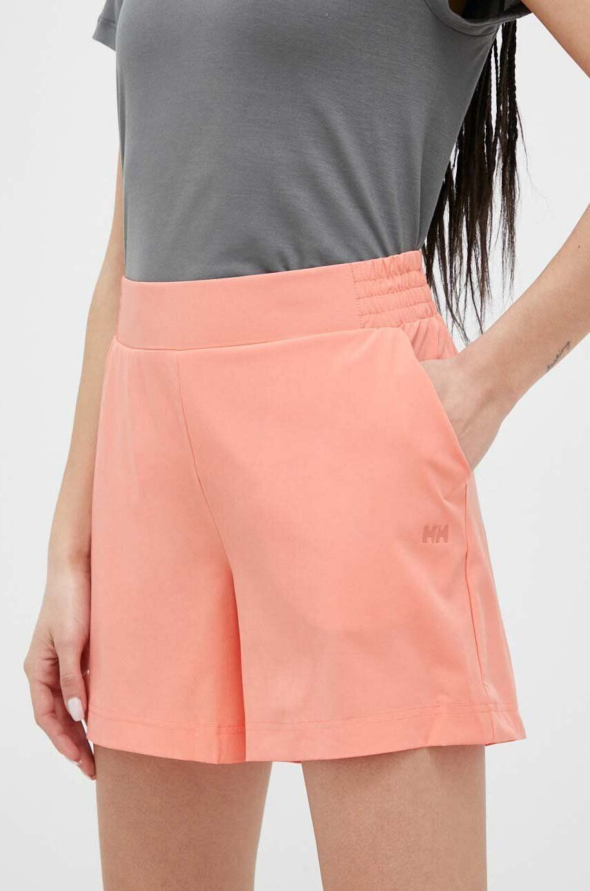 Helly Hansen Outdoorové šortky Thalia 2.0 oranžová barva high waist - Pepit.cz